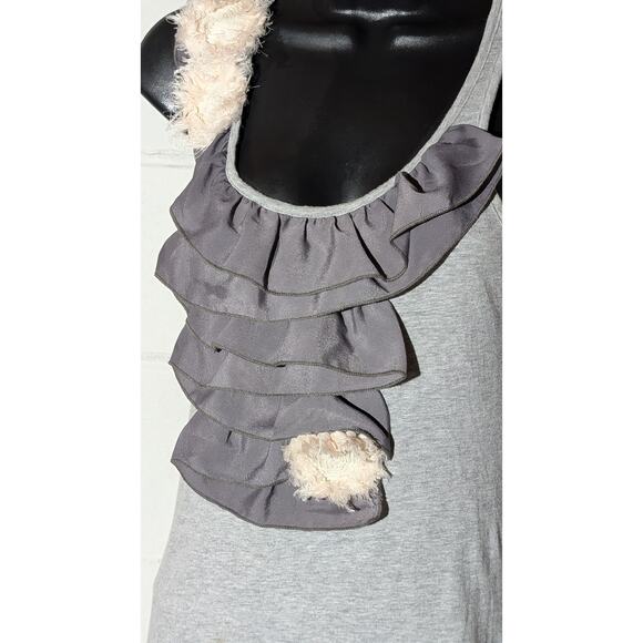 My Beloved Gray Tank Top Ruffle Trim Sleeveless Small - Picture 2 of 4